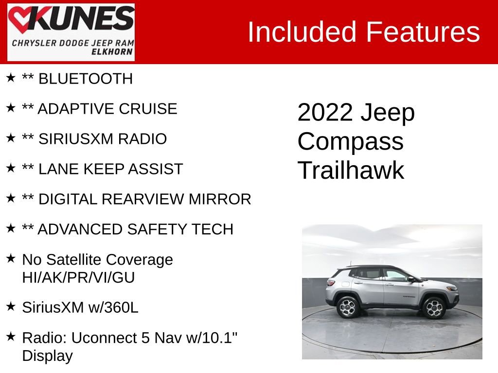 Used 2022 Jeep Compass Trailhawk w/ Trailhawk Elite Group image 3