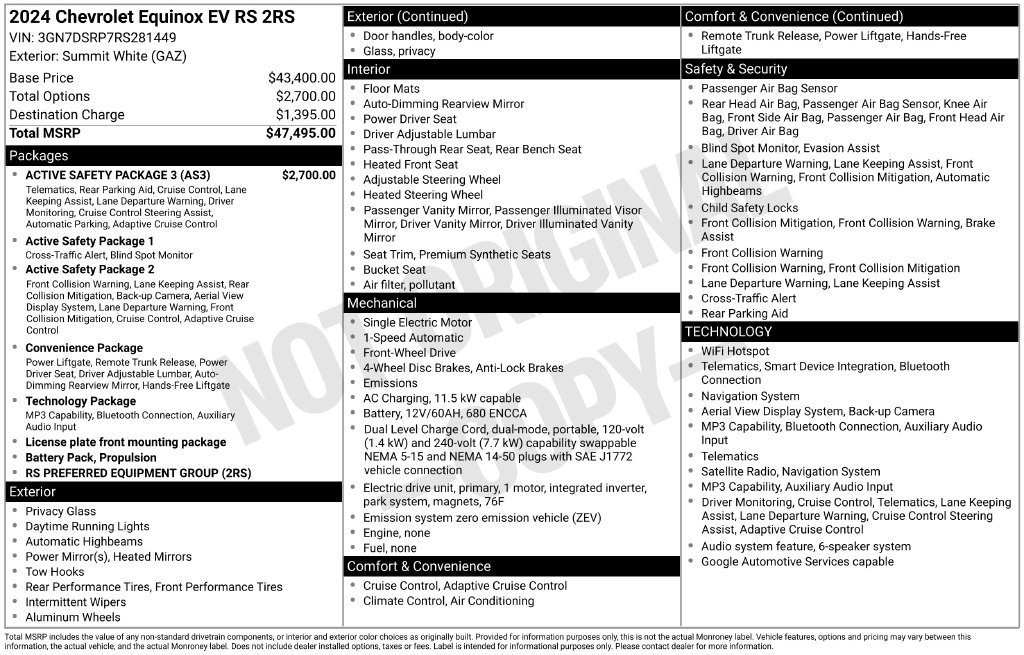 Used 2024 Chevrolet Equinox EV RS w/ Active Safety Package 3 FWD image 11