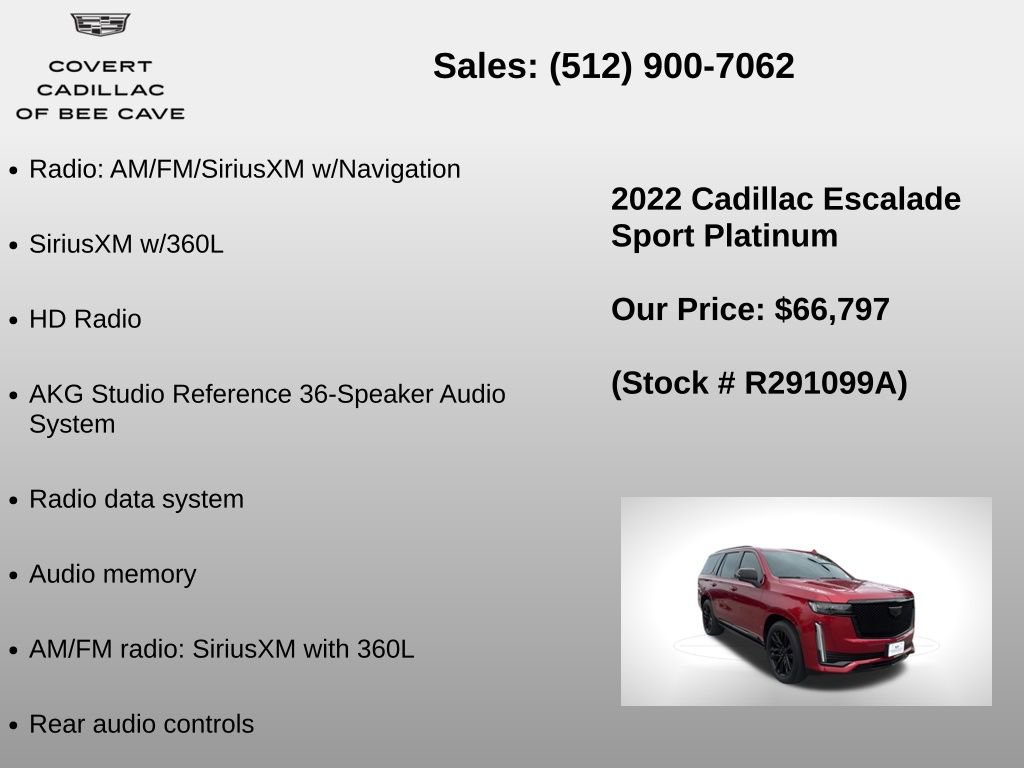 Used 2022 Cadillac Escalade Sport Platinum w/ Heavy-Duty Trailer Package image 36