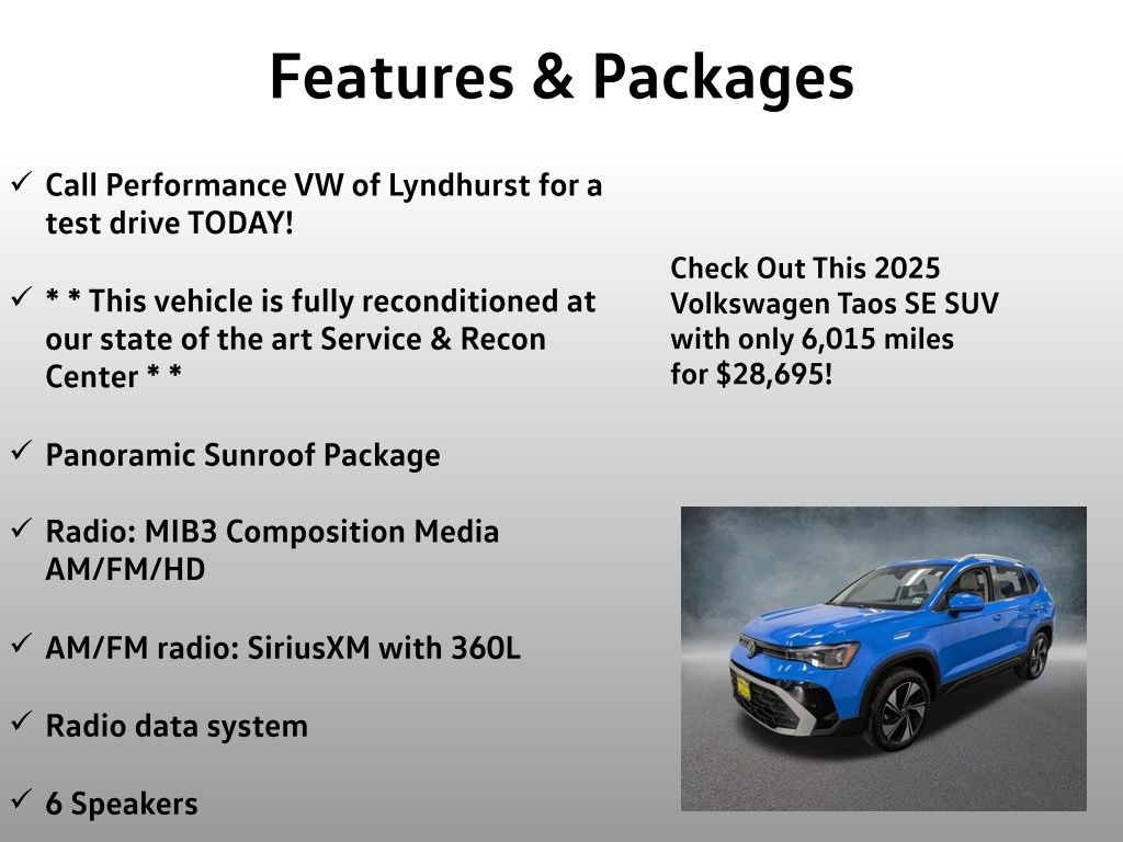 Used 2025 Volkswagen Taos SE w/ Panoramic Sunroof Package AWD/4WD image 4