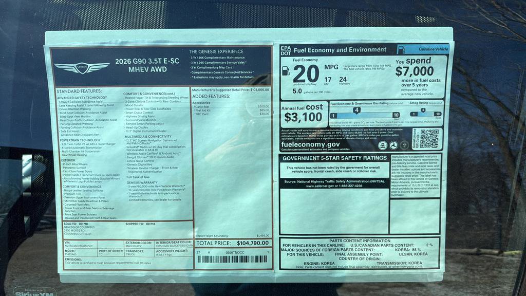 New 2026 Genesis G90 3.5T image 43
