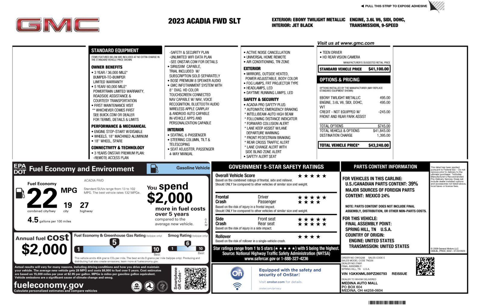 Used 2023 GMC Acadia SLT FWD image 49