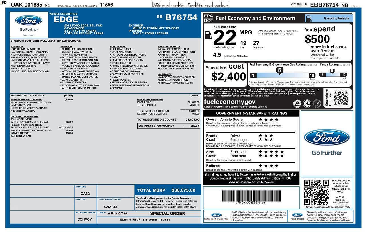Used 2014 Ford Edge SEL w/ Equipment Group 205A FWD image 10