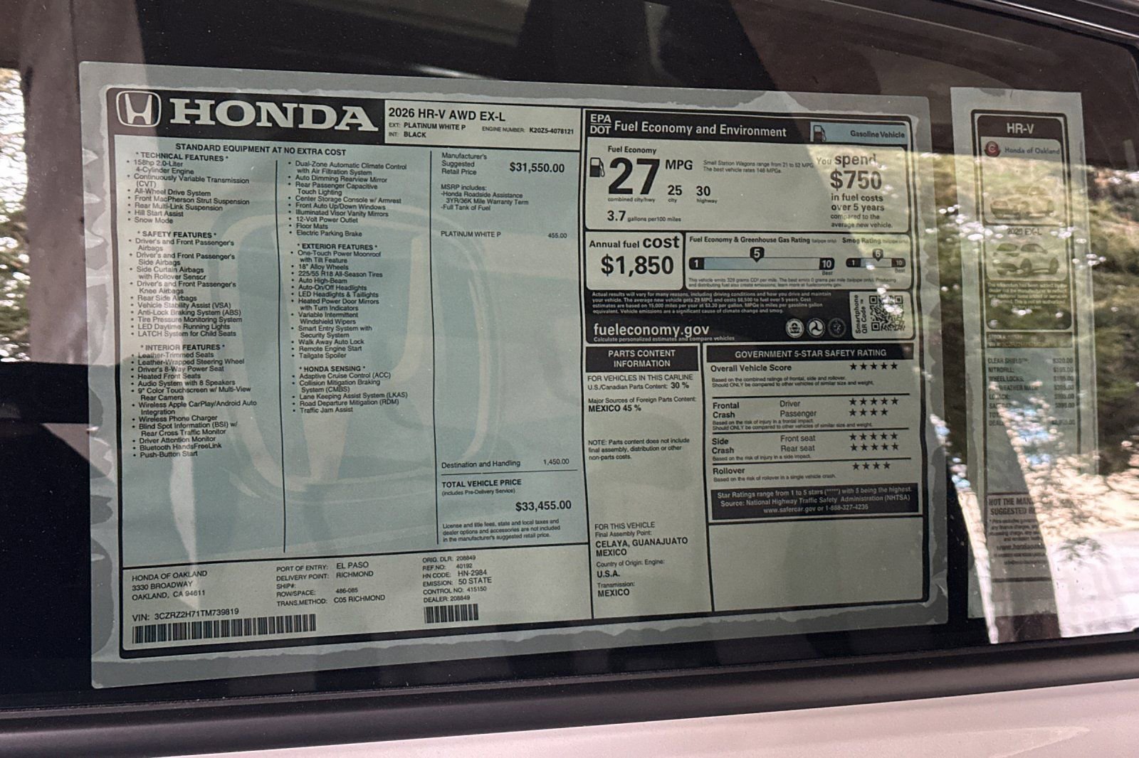 New 2026 Honda HR-V EX-L image 22