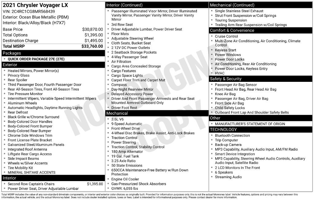 Used 2021 Chrysler Voyager LX FWD image 59