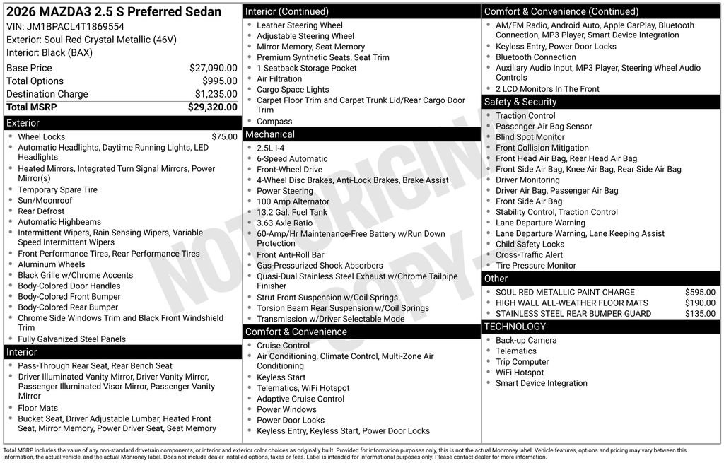 New 2026 MAZDA MAZDA3 2.5 S Sedan w/ Preferred Pkg image 33
