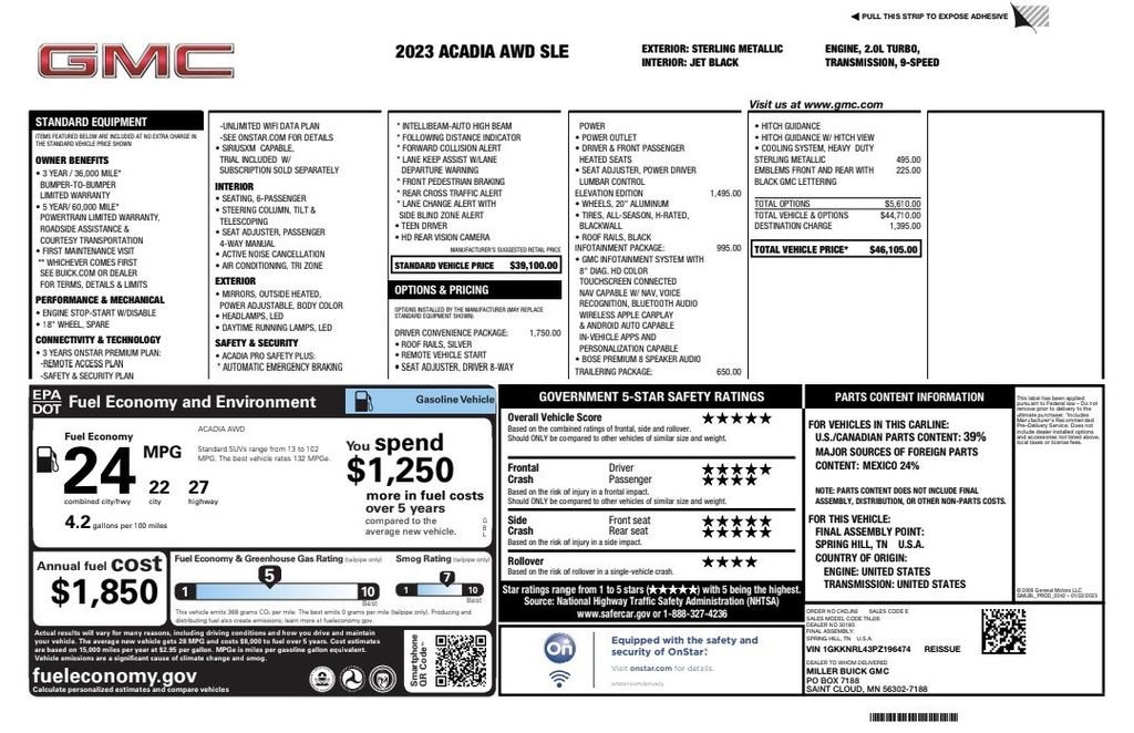 Used 2023 GMC Acadia SLE w/ Driver Convenience Package AWD/4WD image 30