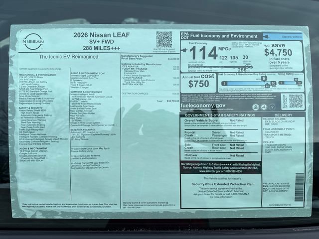 New 2026 Nissan Leaf SV+ w/ Floor Mat Package (SV+) image 7