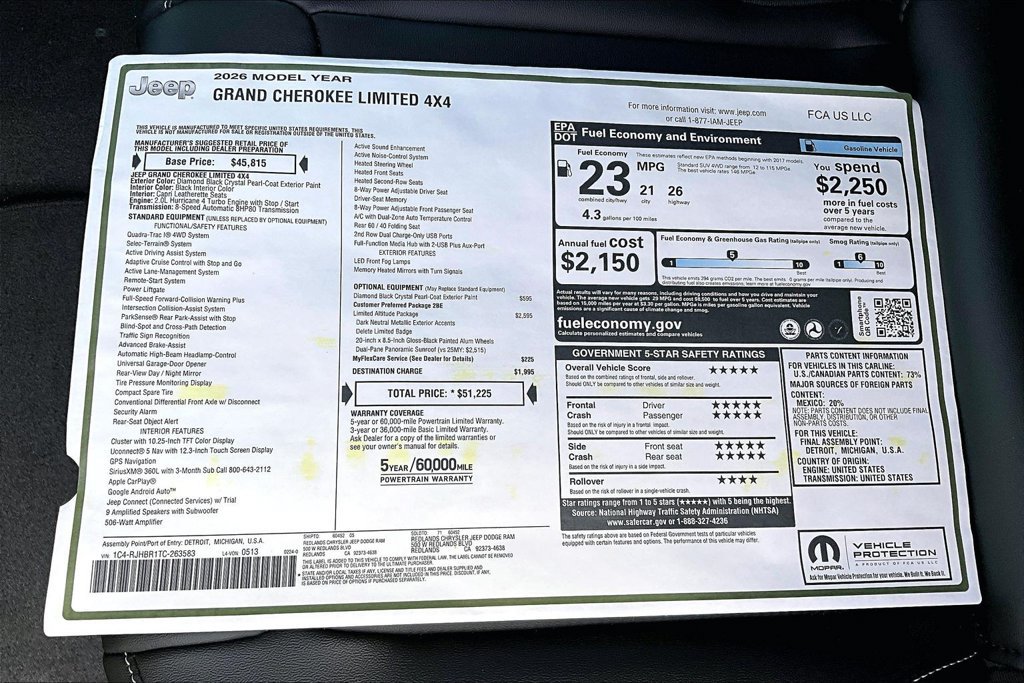 New 2026 Jeep Grand Cherokee Limited w/ Limited Altitude Package AWD/4WD image 33