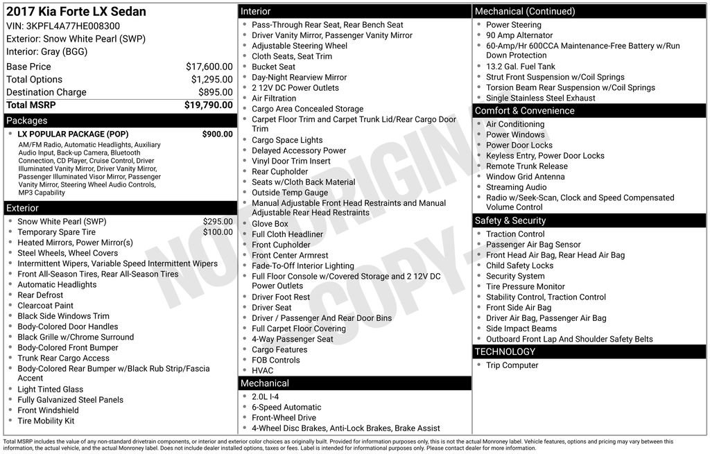 Used 2017 Kia Forte LX w/ LX Popular Package image 3