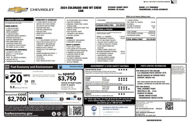 Used 2024 Chevrolet Colorado W/T w/ WT Convenience Package II AWD/4WD image 3