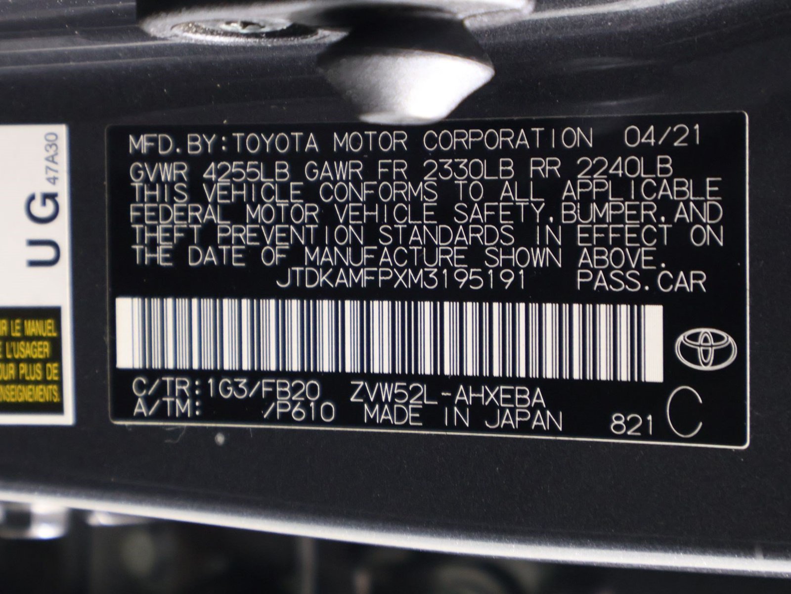 Used 2021 Toyota Prius Prime LE w/ Carpet Mat Package (TMS) FWD image 16