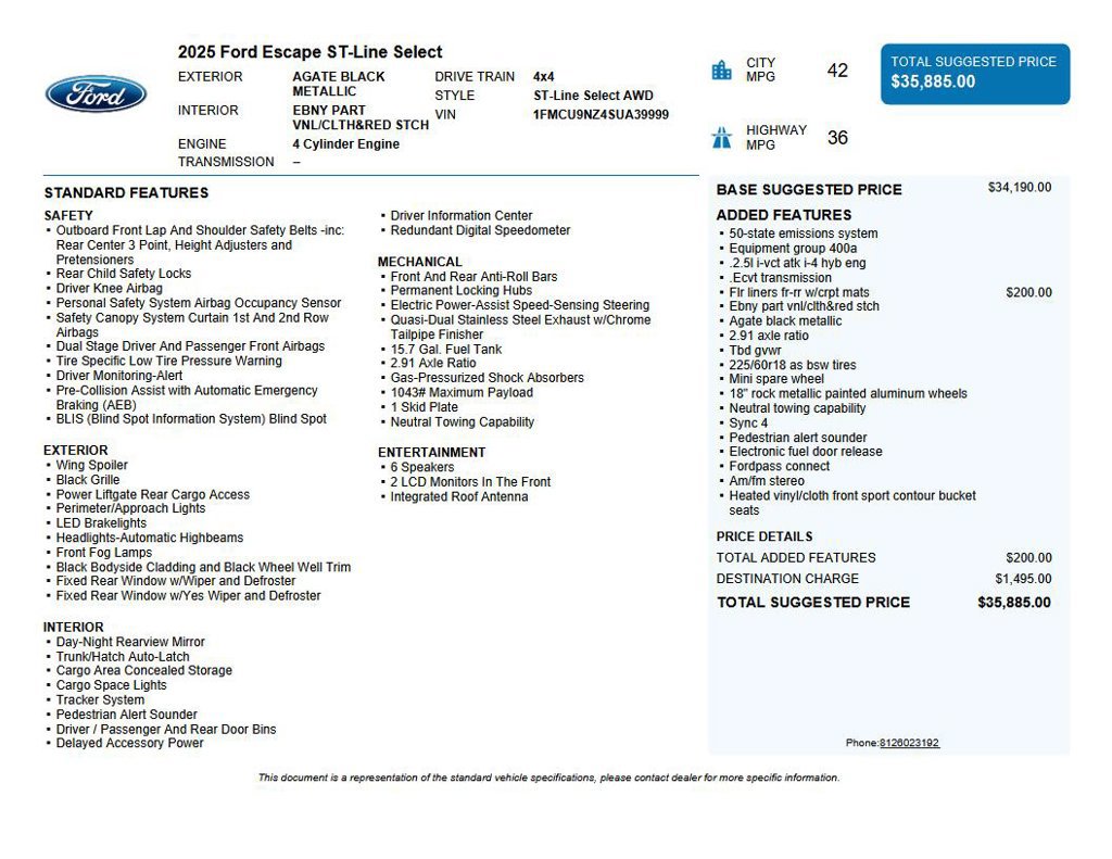 Used 2025 Ford Escape ST-Line Select AWD/4WD image 36