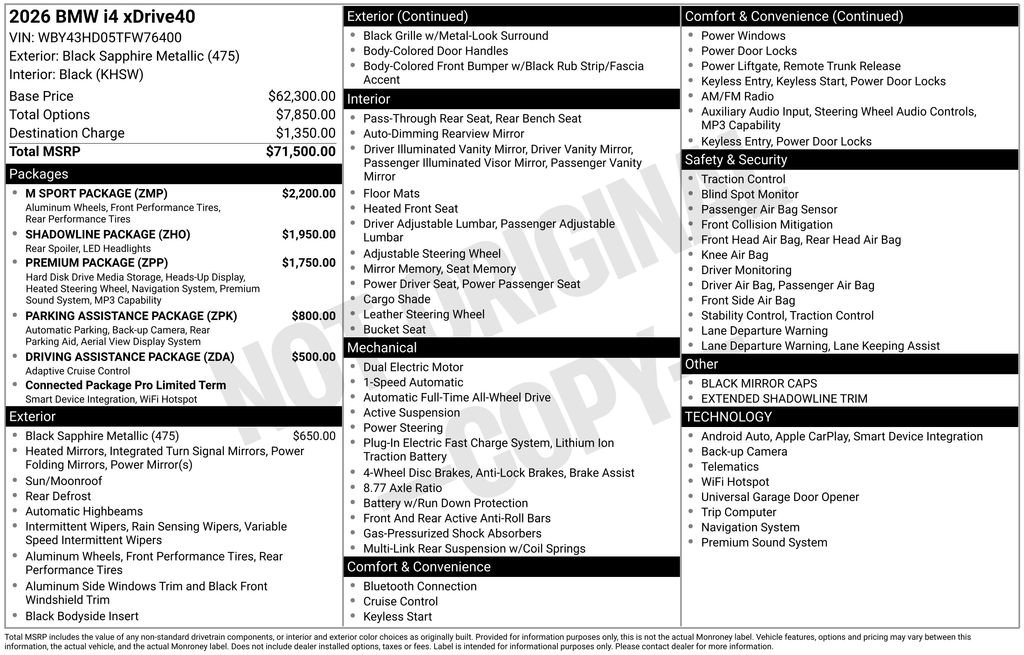 New 2026 BMW i4 xDrive40i w/ M Sport Package AWD/4WD image 2