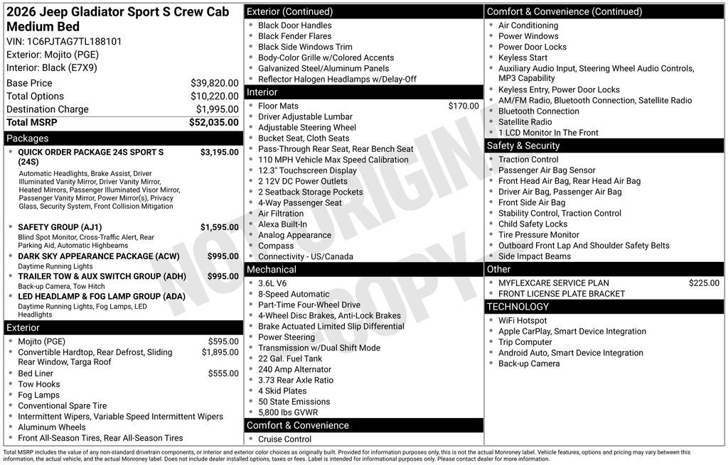 New 2026 Jeep Gladiator Sport AWD/4WD image 36