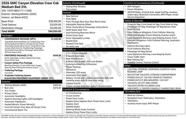 New 2026 GMC Canyon Elevation w/ Convenience Package RWD image 51