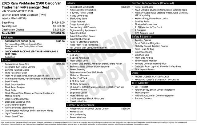 Used 2025 RAM ProMaster 2500 w/ Convenience Group FWD image 31