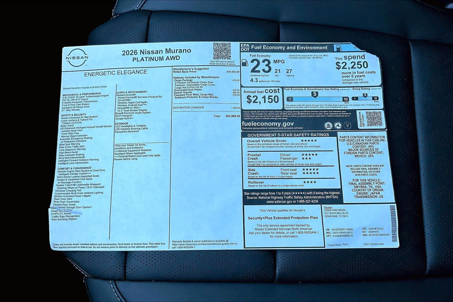New 2026 Nissan Murano Platinum w/ Cargo Package image 21