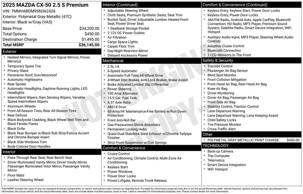 Certified 2025 MAZDA CX-50 AWD 2.5 S w/ Premium Package image 5