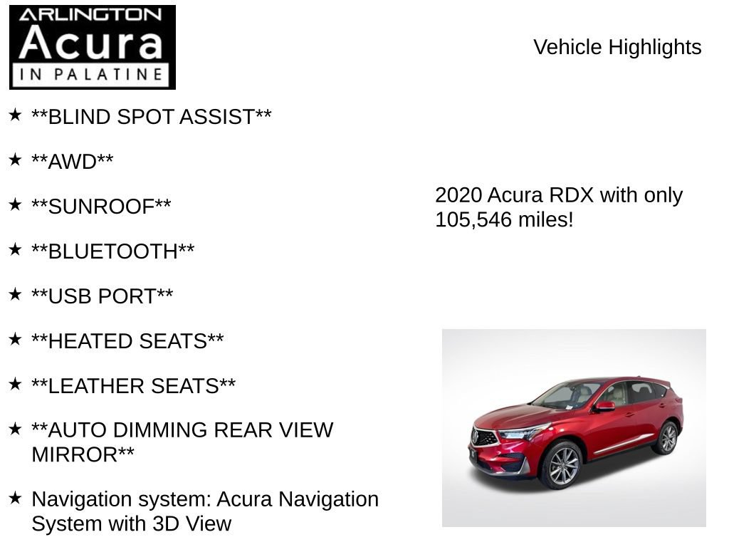 Certified 2020 Acura RDX w/ Technology Package AWD/4WD image 7