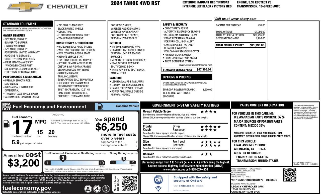 Used 2024 Chevrolet Tahoe RST AWD/4WD image 56