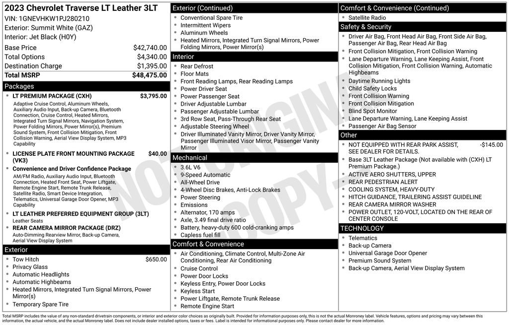 Used 2023 Chevrolet Traverse LT w/ LT Premium Package AWD/4WD image 11