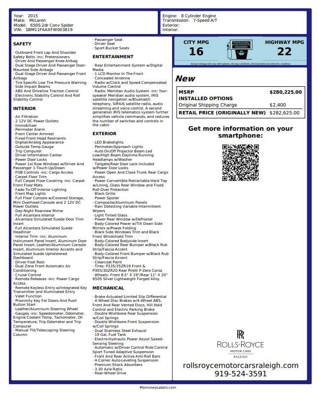 Used 2015 McLaren 650S Spider image 2