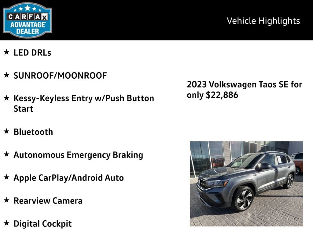 Certified 2023 Volkswagen Taos SE w/ Panoramic Sunroof Package image 4