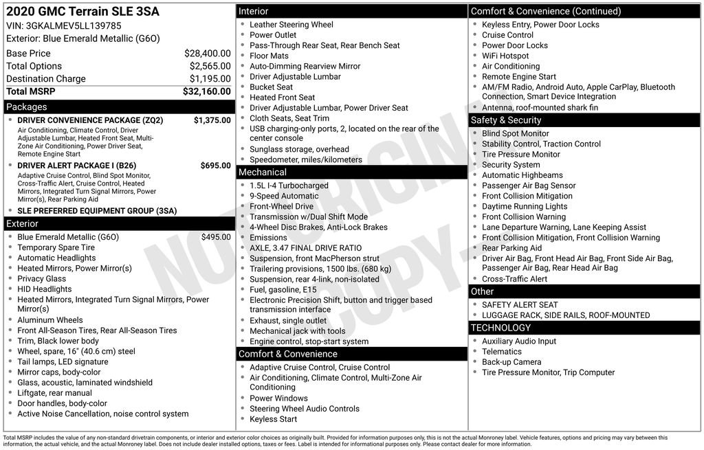 Used 2020 GMC Terrain SLE w/ Driver Convenience Package FWD image 4