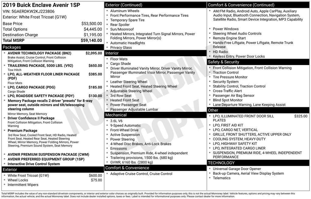 Certified 2019 Buick Enclave Avenir w/ Avenir Technology Package image 3