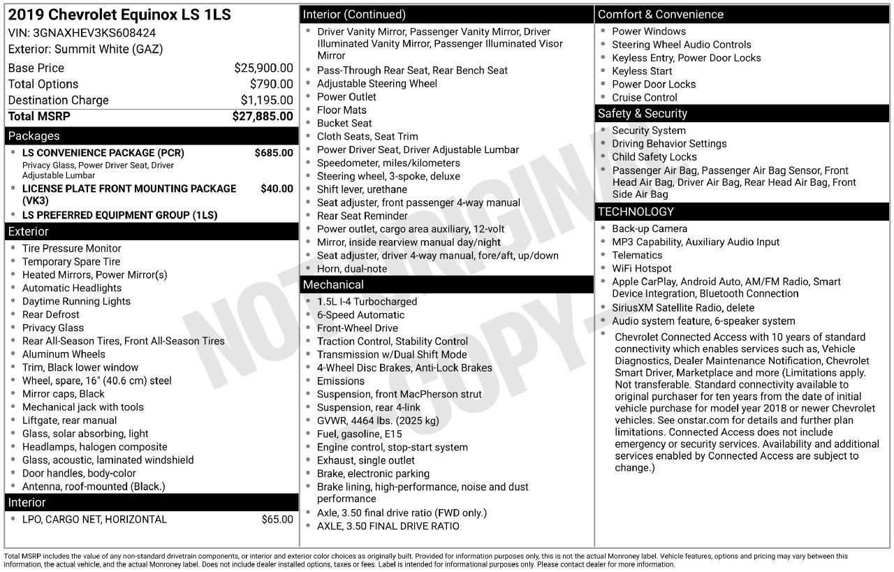 Used 2019 Chevrolet Equinox LS w/ LS Convenience Package FWD image 28