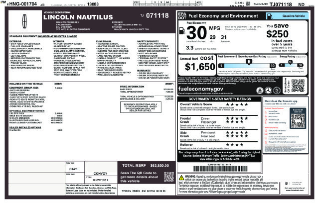 New 2026 Lincoln Nautilus Premier w/ Equipment Group 102A AWD/4WD image 28