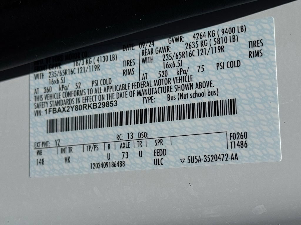 Certified 2024 Ford Transit 350 XL RWD image 36