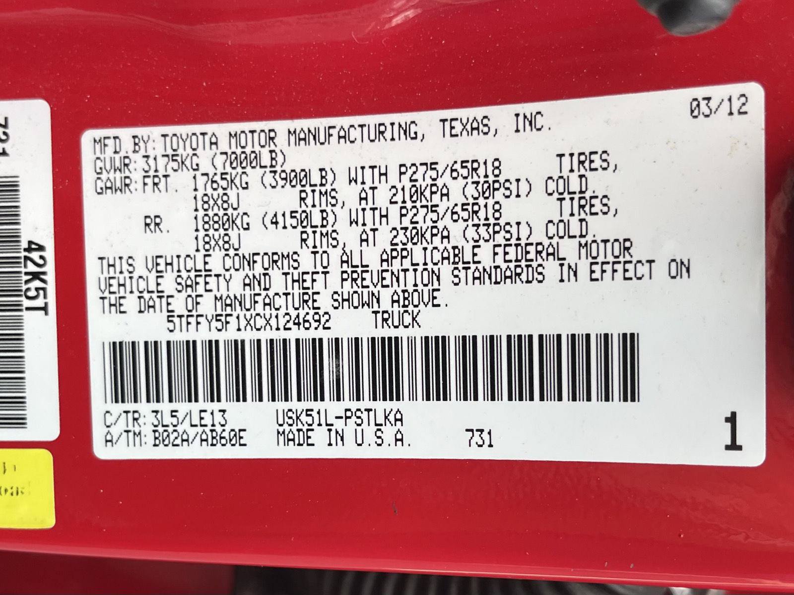 Used 2012 Toyota Tundra Limited w/ Memory Pkg RWD image 36