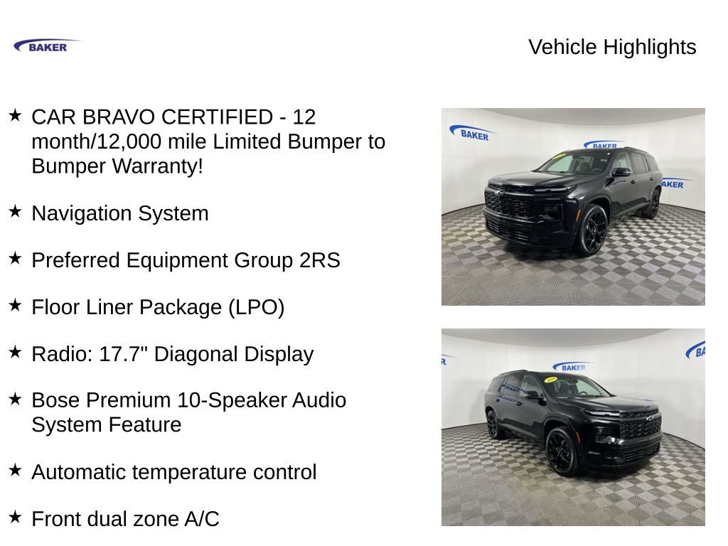 Certified 2024 Chevrolet Traverse RS w/ LPO, Floor Liner Package image 4