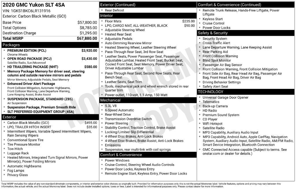 Used 2020 GMC Yukon SLT w/ Premium Edition RWD image 41