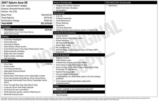 Used 2007 Saturn Aura XE w/ Preferred Pkg FWD image 3