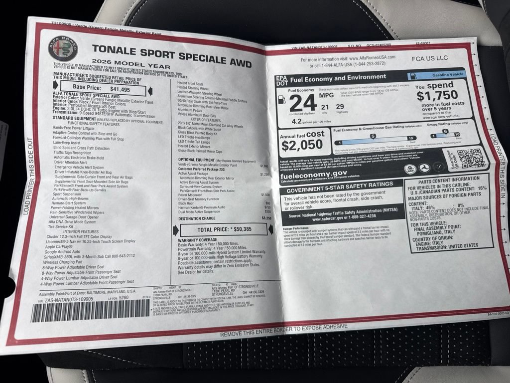 New 2026 Alfa Romeo Tonale w/ Active Assist Package AWD/4WD image 71