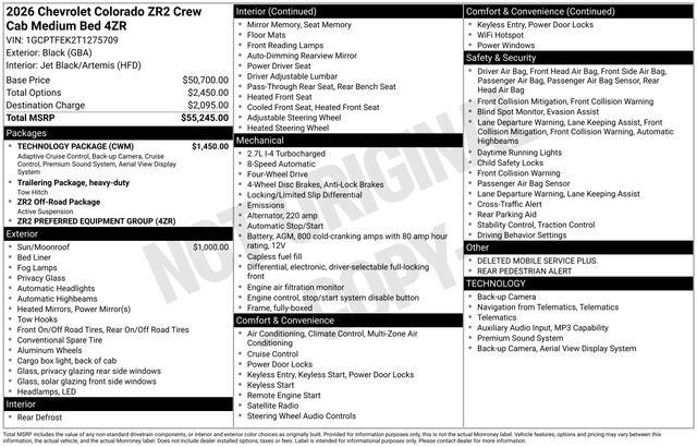 New 2026 Chevrolet Colorado ZR2 w/ Technology Package AWD/4WD image 25