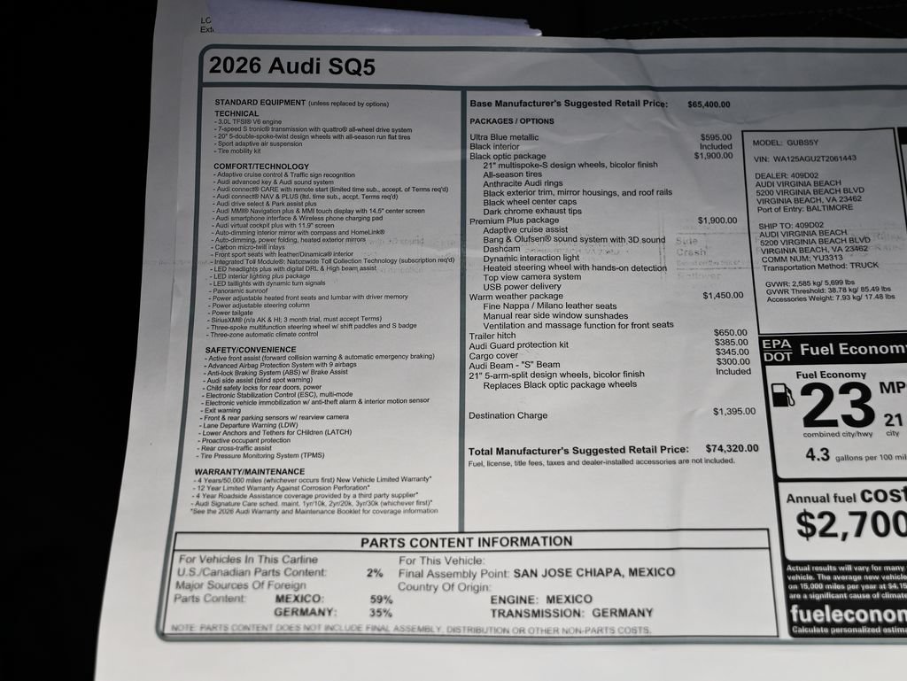 New 2026 Audi SQ5 Premium Plus AWD/4WD image 15