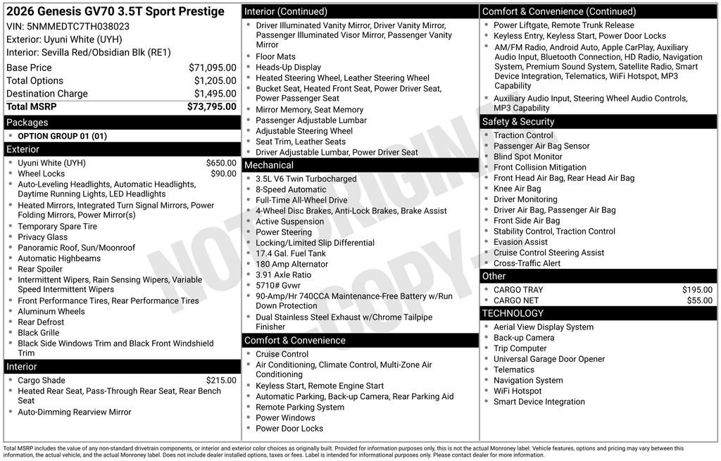 New 2026 Genesis GV70 3.5T Sport Prestige image 9