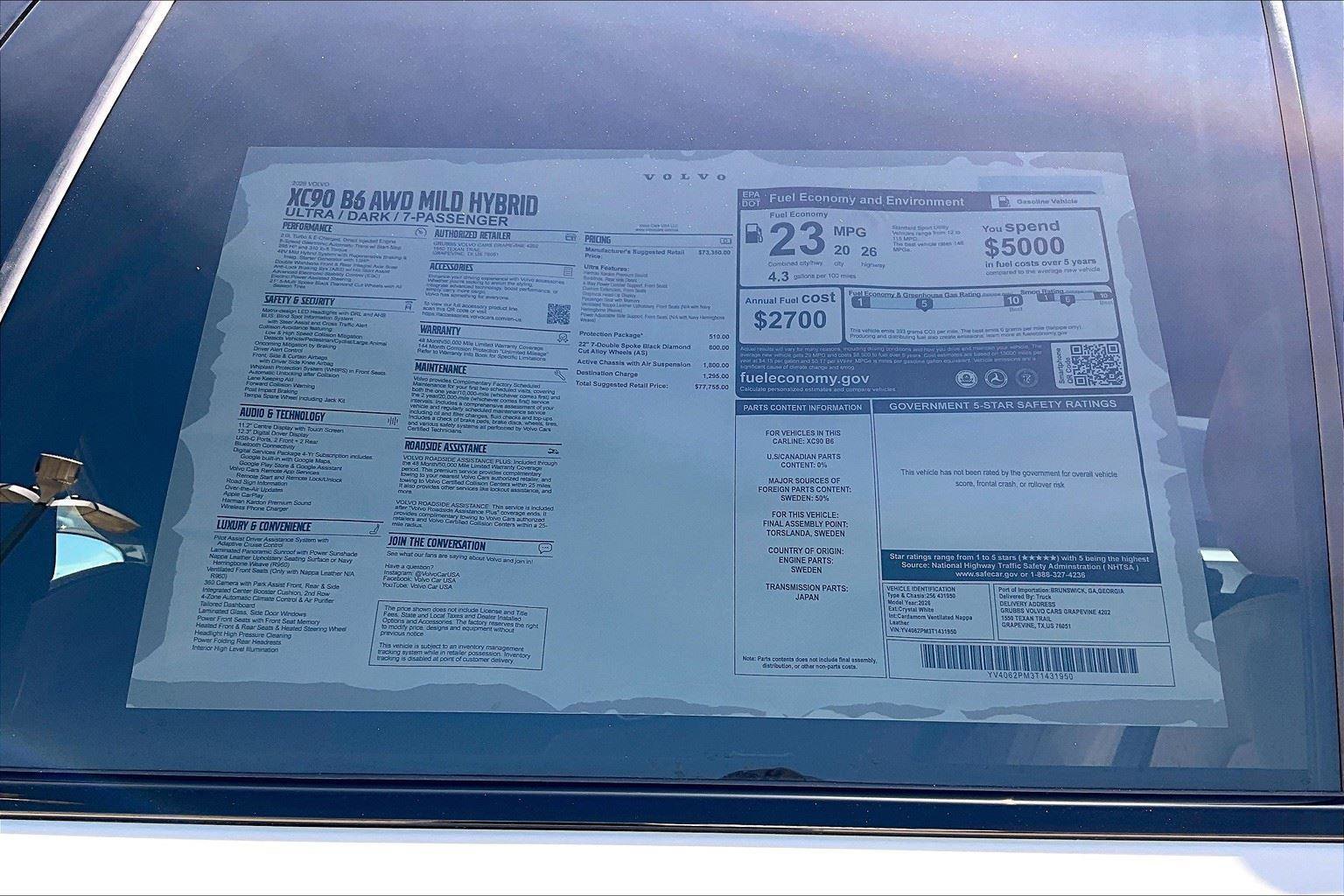 New 2026 Volvo XC90 B6 Ultra w/ Protection Package image 14