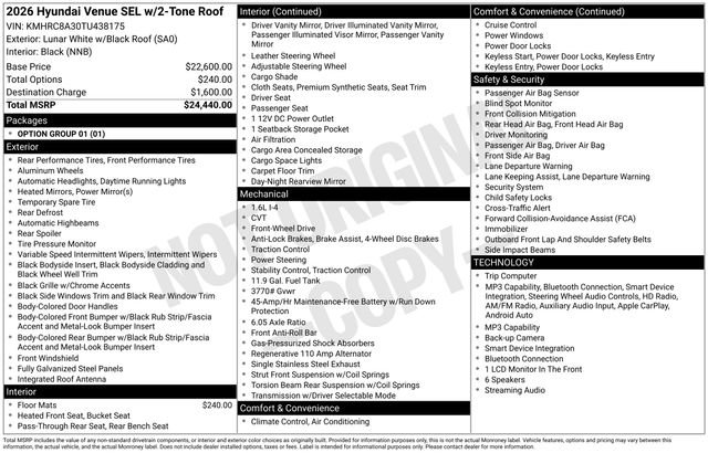 Used 2026 Hyundai Venue SEL FWD image 22