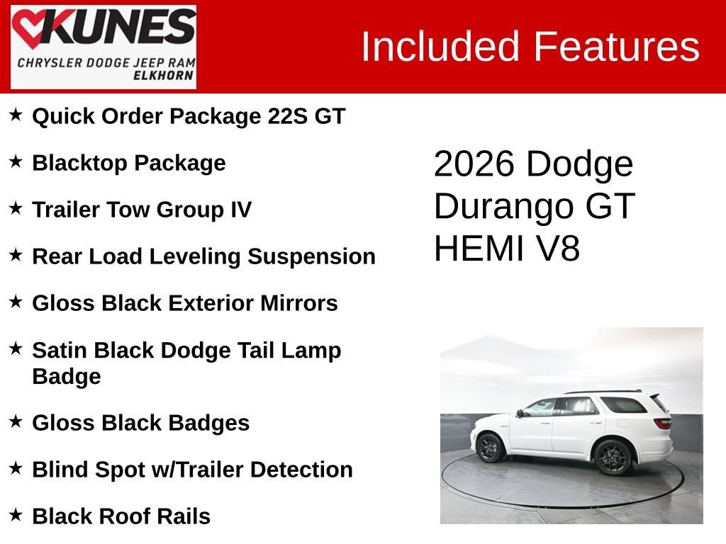 New 2026 Dodge Durango GT w/ Blacktop Package image 3