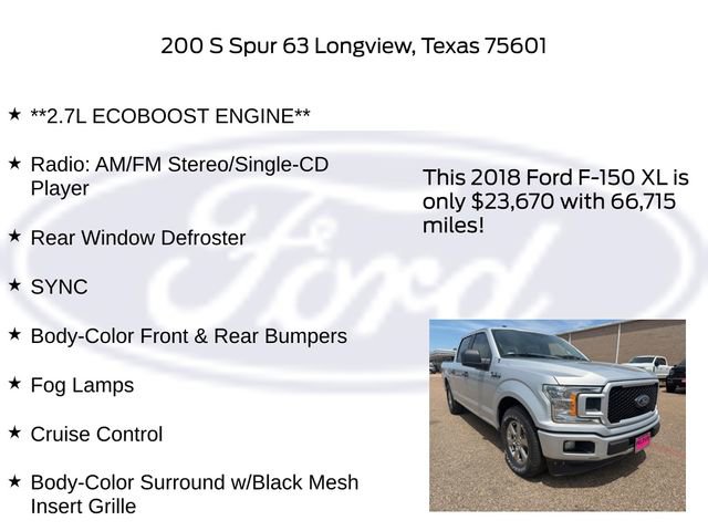 Used 2018 Ford F150 XL w/ Equipment Group 101A Mid RWD image 30