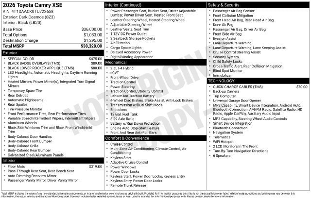 Certified 2026 Toyota Camry XSE FWD image 34
