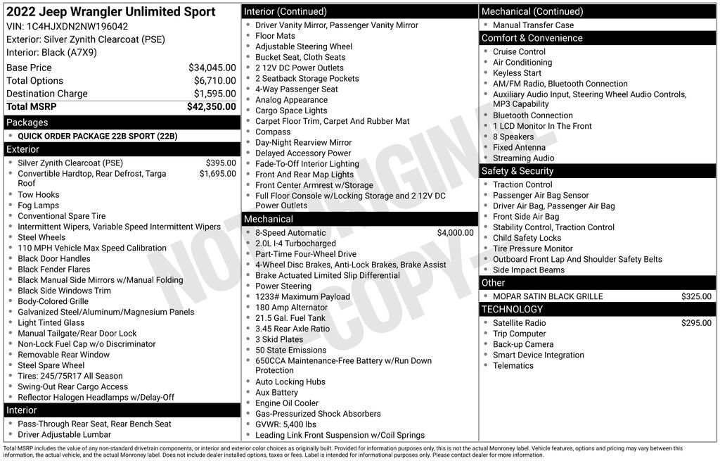 Used 2022 Jeep Wrangler Unlimited Sport AWD/4WD image 7