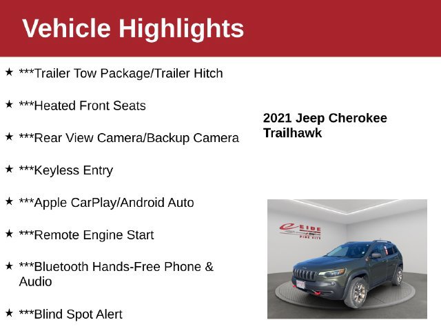 Used 2021 Jeep Cherokee Trailhawk w/ Trailer Tow Group AWD/4WD image 4