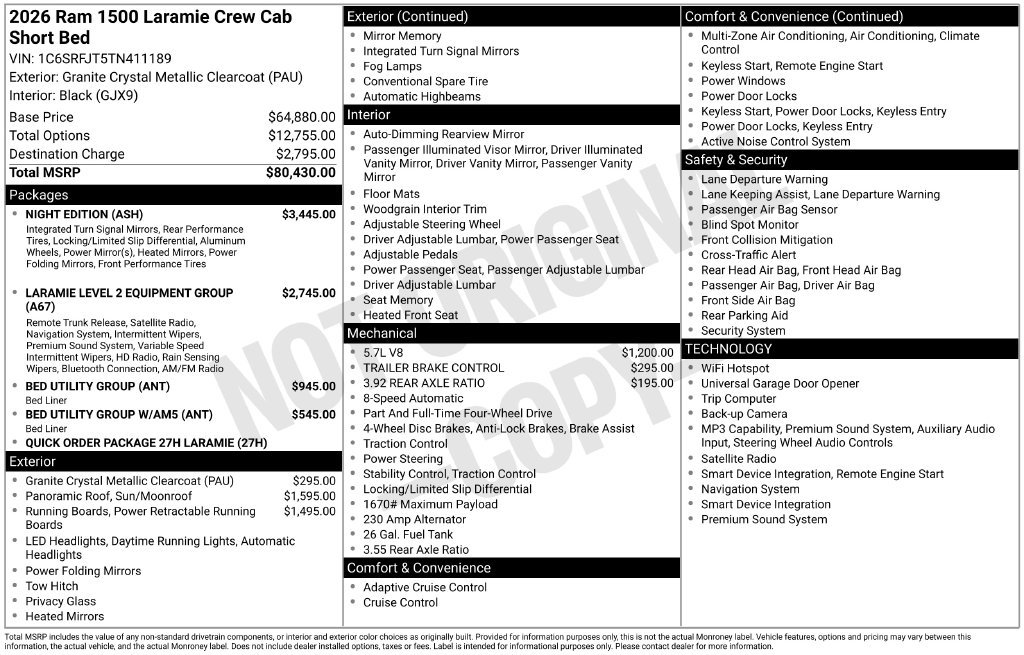 New 2026 RAM 1500 Laramie w/ Night Edition AWD/4WD image 5