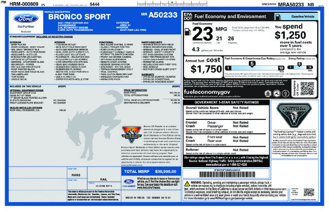 Used 2021 Ford Bronco Sport First Edition AWD/4WD image 34